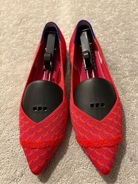 Rothy's Pointed Red and Pink Knit Flats